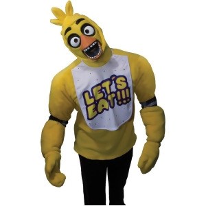 Adult Five Nights At Freddy's Plush Chica Costume Top Survival Horror Game - Mens Small (34-36) 34-36" chest~ 5'6" - 5'10" approx 100-125lbs