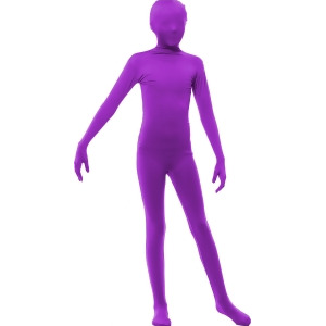 Childs Purple Sports Fanatic Zentai Bodysuit Costume - Medium (8-10) for ages 7-8 - approx 65 lbs - 29.5" chest - 25.5" waist - 29.5" seat - 54-57" he