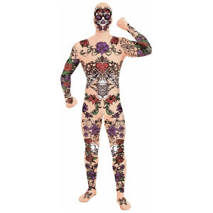 Adults Tattoo Disappearing Man Full Body Jumpsuit - Mens Large (42) 5'7" - 6'1" approx 150-180lbs