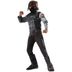 Child's Boys Deluxe Captain America Civil War Winter Soldier Muscle Costume - Boys Small (4-6) for ages 3-5 approx 25"-26" waist~ 44-48" height