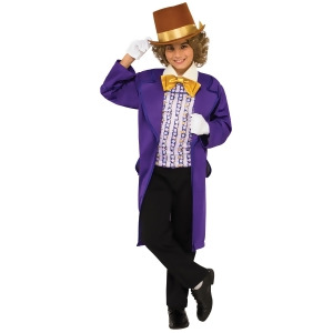 Child's Boys Classic Willy Wonka And The Chocolate Factory Wonka Costume - Boys Small (4-6) for ages 3-5 approx 25"-26" waist~ 44-48" height