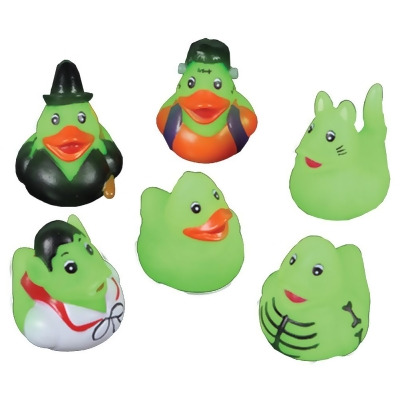 24 Mini Glow In The Dark Halloween Monster Rubber Duckies Bath Ducks Toys - 1