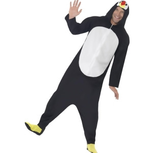 Mens All In One Zoo Penguin Zip Up Footie Costume With Hood - Men's Small 34-36 - approx 38"-30" waist - 34"-36" chest - approx 120-135 lbs