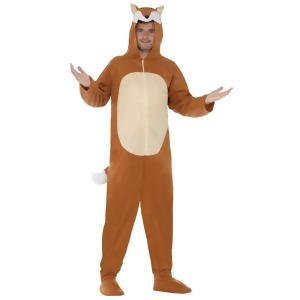 Adult's Mens All In One Zoo Animal Fox Zip Up Costume With Hood - Men's Large 42-44 - approx 36"-38" waist - 42"-44" chest - approx 170-190 lbs