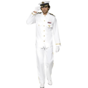 Mens Deluxe White Yacht Boat Captain Sea Ship Navy Admiral Costume - Men's Medium 38-40 - approx 32" - 34" waist - 38-40 chest - 5'7" - 6'1" approx 14