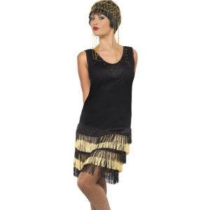 Womens 1920s Dazzling Vintage Fringe Flapper Girl Dress Costume - Women's Large 14-16 - approx 32"-34" waist - 42.5"-44.5" hips - 40"-42" bust - 140-1