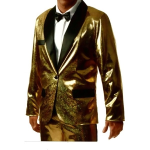 Adult's Mens Shiny Gold Rich Man Tux Tuxedo Holographic Jacket Costume - Mens Medium (40-42) 40-42" chest - 5'7" - 6'1" approx 145-175lbs