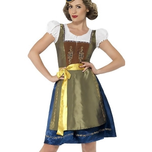 Adult's Womens Deluxe Traditional Heidi Bavarian Dress With Apron Costume - Women's Large 14-16 - approx 32"-34" waist - 42.5"-44.5" hips - 40"-42" bu