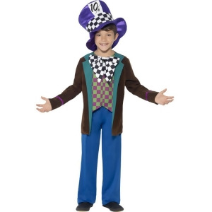 Child's Boys Deluxe Wonderland Crazy Mad Hatter Tea Party Costume - Boy's Small (4-6) - approx 21.5"-22.5" waist - 23"-25" chest - 46"-51" height