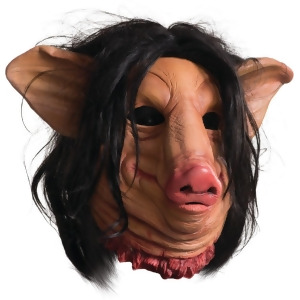 Adults Saw Sadistic Killer Pighead Pig Man Mask With Hair Costume Accessory Standard Size - All