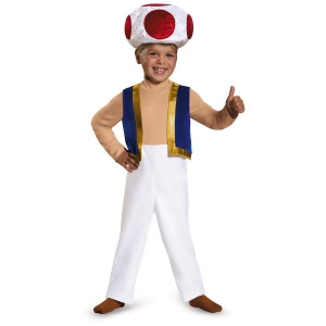 Child's Boys Super Mario Brothers Toad Mushroom Companion Costume - Toddler (3T-4T) approx 22-23" chest~ 20-21" waist for 39-42" height & 34-38 lbs