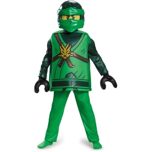 Child's Boys Deluxe Lego Ninjago Green Ninja Elemental Warrior Lloyd Costume - Boys Medium (7-8) for ages 5-7~ 48-60 lbs approx 26"-27" chest & 23"-24