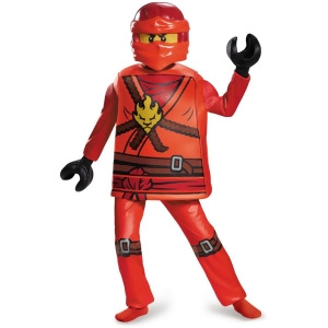 Child's Boys Deluxe Lego Ninjago Red Ninja Fire Warrior Kai Costume - Boys Medium (7-8) for ages 5-7~ 48-60 lbs approx 26"-27" chest & 23"-24" waist~ 