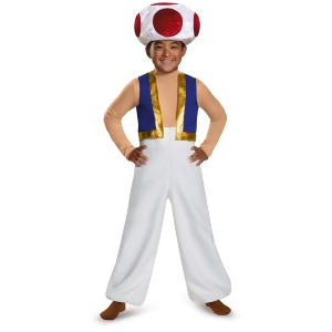 Child's Boys Deluxe Super Mario Brothers Toad Mushroom Companion Costume - Boys Small (4-6) for ages 3-5~ 36-47 lbs approx 23"-25" chest~ 21"-22" wais