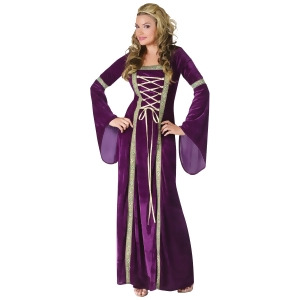 Womens Velvet Purple Renaissance Maiden Princess Elegant Dress Costume - Womens Plus Size (16-24) approx 42-50" bust & 34-42" waist