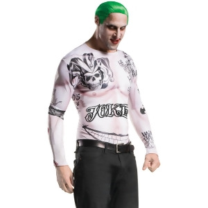 Adult's Mens Joker Suicide Squad Shirt Top With Wig Costume Kit - Mens X-Large (44-46) 44-46" chest~ 5'9" - 6'2" approx 190-210lbs