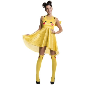 Adult's Womens Pokemon Pikachu Dress And Stockings Costume - Womens X-Small (0-2) approx 31-33" bust & 21-23" waist
