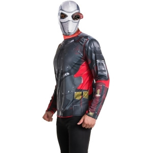 Adult's Mens Deadshot Suicide Squad Shirt Top With Mask Costume Kit - Mens X-Large (44-46) 44-46" chest~ 5'9" - 6'2" approx 190-210lbs