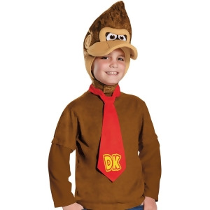 Child's Nintendo Donkey Kong Headpiece And Tie Kit Costume Accessory Standard size - All