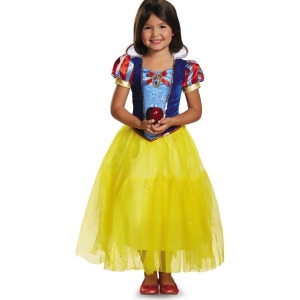 Child's Girls Disney Princess Deluxe Snow White Ball Gown Dress Costume - Girls Small (4-6x) for ages 3-5~ 39-50 lbs approx 23"-26" chest~ 21"-23" wai