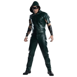 Adult Mens Green Arrow Dc Comics Oliver Queen The Hood Costume - Mens Small (36-38) 36-38" chest~ 5'6" - 5'10" approx 120-145lbs