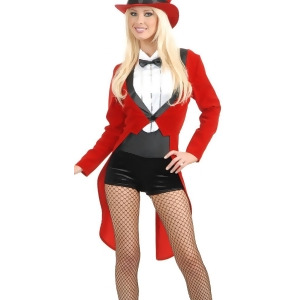 Adult's Womens Sexy Circus Sweetie Red Tuxedo Ringmaster Costume - Womens X-Large (14-16) approx 30.5 waist~ 42 hips~ 40.5 bust~ C-D