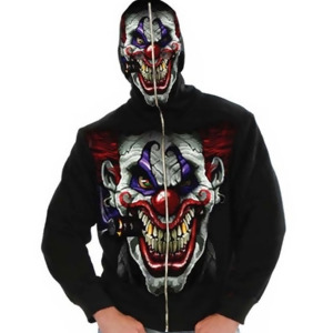 Adult Men's Hi Ya Roy Evil Clown Black Hoodie Sweatshirt - Large 42-44" chest~ approx 190-210lbs