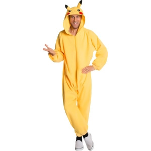 Adults Mens Womens Pokemon Pikachu Zip Up Bodysuit Pajamas Costume - Mens Small (34-36) 34-36" chest~ 5'6" - 5'10" approx 100-125lbs