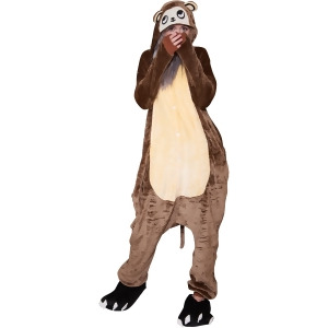 Adults Monkey Fuzzy Furry Pj Toonsies Bodysuit Hooded Animal Costume - Large fits heights 5'5" - 7'1"