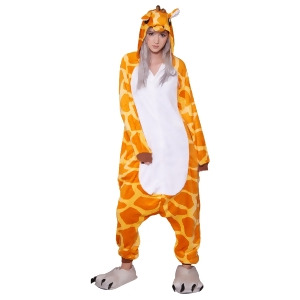 Adults Giraffe Fuzzy Furry Pj Toonsies Bodysuit Hooded Animal Costume - Large fits heights 5'5" - 7'1"