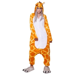 Adults Giraffe Fuzzy Furry Pj Toonsies Bodysuit Hooded Animal Costume - Medium fits heights 5'3" - 6'7''