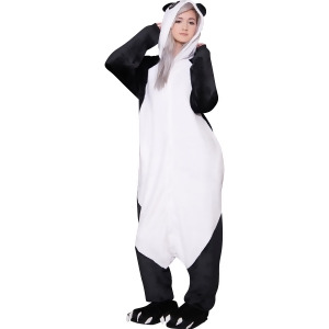 Adults Panda Fuzzy Furry Pj Toonsies Bodysuit Hooded Animal Costume - Medium fits heights 5'3" - 6'7''