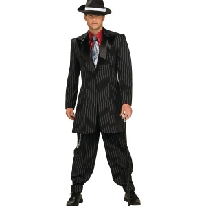 Adult Large Gangster Pinstripe Costume Zoot Suit 44-46 Mens Standard 44 44 chest 5'9 5'11 approx 170-190lbs - All