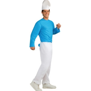 Adult Mens Smurfs The Lost Village Boy Smurf Costume - Mens Standard (46) 46" chest - 36-40" waist - 33" inseam - 5'9" - 5'11" approx 170-190lbs