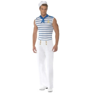 Adult's Mens Classic French Navy Sailor Costume - Men's Medium 38-40 - approx 32" - 34" waist - 38-40 chest - 5'7" - 6'1" approx 140-170 lbs
