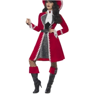 Adult's Womens High Seas Scarlet Red Pirate Captain Costume - Women's X-Large 18-20 - approx 36"-38" waist - 47"-49" hips - 44"-46" bust - 160+ lbs