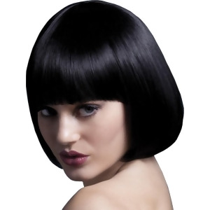 Womens Fever 10 Inch Black Short Bob Wig With Fringe Costume Accessory 10 length - All