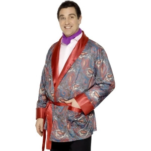 Adult's Mens Tales Of Old England Paisley Smoking Jacket Costume Men's Medium 38-40 approx 32 34 waist 38-40 chest 5'7 6'1 approx 140-170 lbs - All