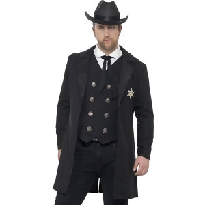 Adult's Mens Wild West Black Curves Sheriff Gunslinger Marshal Costume - Men's Large 42-44 - approx 36"-38" waist - 42"-44" chest - approx 170-190 lbs