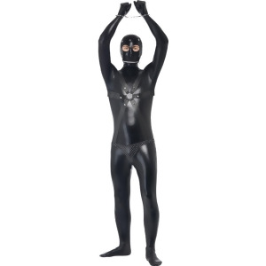 Mens Sexy Bondage Gimp Slave Wet Look Black Bodysuit With Straps Costume - Men's Large 42-44 - approx 36"-38" waist - 42"-44" chest - approx 170-190 l
