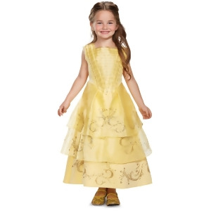 Child's Girls Deluxe Beauty And The Beast Belle Gown Costume - Toddler (3T-4T) approx 22-23.5" chest - 20-22" waist - 22-23" hips - 12-16.5" inseam - 