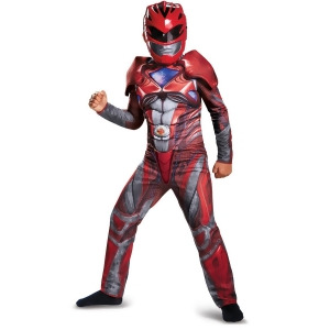 Child's Boys Classic Muscle Chest Power Rangers Movie Red Ranger Costume - Boys Large (10-12) for ages 8-10 - 60-87 lbs approx 28" chest - 26.5" waist