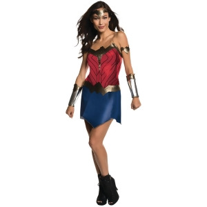 Womens Wonder Woman Dress With Gauntlets Costume - Womens Medium (10-14) approx 36-38" bust - 27-30" waist