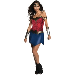 Womens Wonder Woman Dress With Gauntlets Costume - Womens Large (14-16) approx 38-40 bust - 31-34 waist