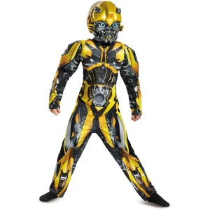 Child's Boys Classic Muscle Chest Transformers Bumblebee Costume - Boys Large (10-12) for ages 8-10 - 60-87 lbs approx 28" chest - 26.5" waist - 30" h