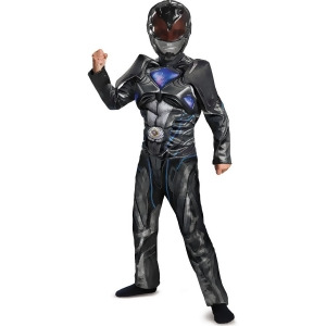 Child's Boys Classic Muscle Chest Power Rangers Movie Black Ranger Costume - Boys Large (10-12) for ages 8-10 - 60-87 lbs approx 28" chest - 26.5" wai