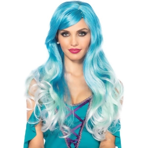 Womens Blue Long Wavy Mermaid Wig Costume Accessory Standard Size - All