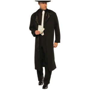 Mens 20s Underground Mobster Boss Black Pinstripe Suit Costume - Mens Large 42-46" chest - 16.5-17" neck - 34-38" waist