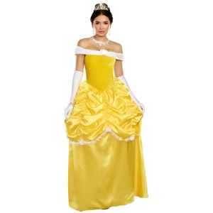 Adult's Womens Fairytale Beauty Ball Gown With Crown Costume - Large  -  Size 10-14 - Cup C/D - Bust 36"-38" - Waist 29"-31" - Hip 38"-40" - Inseam 35