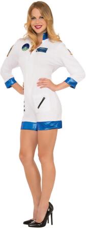 Women's White Hot Mission Control Astronaut Romper Costume 
